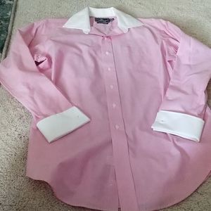 American living pink and white dress shirt